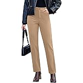 GRAPENT Corduroy Pants for Women High Wasited Straight Leg Elastic Waist Stretchy Casual Work Pants Fall Winter Trousers