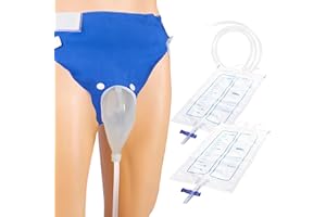 PIBEIBUK Urine Collection Bag Reusable Wearable Silicone Urine Drainage Device with 2 Bag Systems (Elderly Men, Blue)