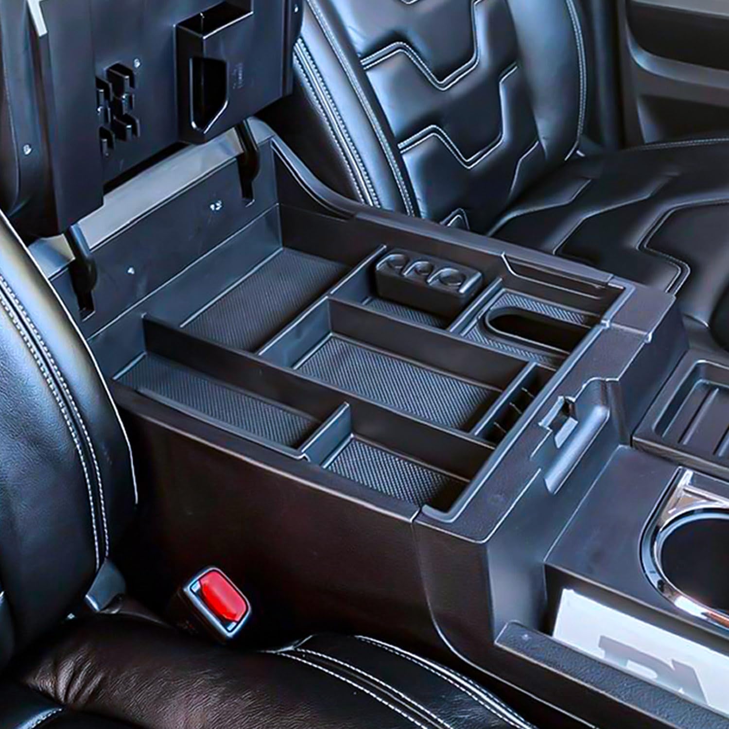 Photo 1 of TACOBRO Center Console Organizer Compatible with 2014-2017 2018 2019 2020 2021 Tundra Accessories, Crewmax Interior Armrest Underseat Storage Box- Full-coverage Insert Tray, Black Trim