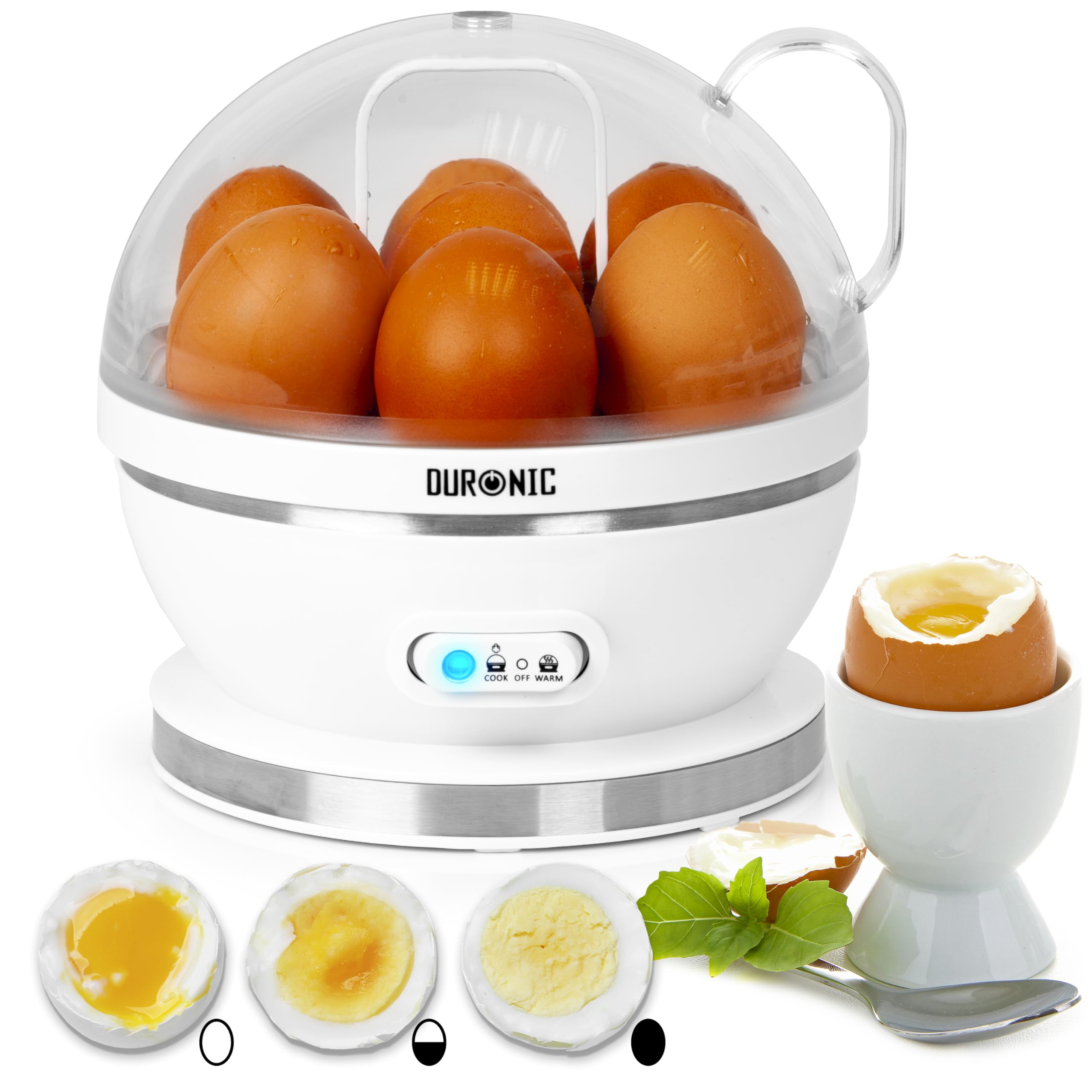 Duronic Electric Egg Boiler EB27 WE Steamer for Eggs 400W Automatic Egg Boiler Electronic Omelette Maker Poacher for 7 Soft, Medium & Hard Boiled Eggs