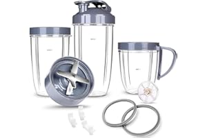 Deluxe Upgrade Parts kit Cups & Blade &Top Gear & Gaskets & Shock Pad 13-Piece Replacement Set Compatible with NutriBullet Hi