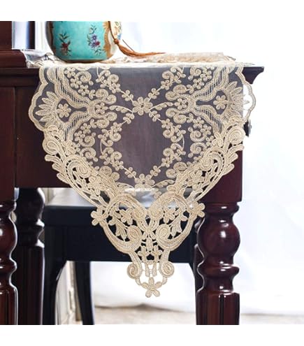 Amazon.com: Lace Dresser Scarf Table Runner White Flower European Doily  36": Home & Kitchen