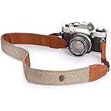 TARION Camera Shoulder Neck Strap Vintage Belt for All DSLR Camera Nikon Canon Sony Pentax Classic White and Brown Weave