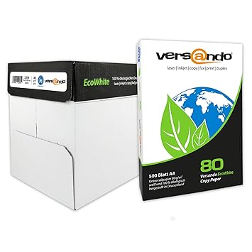 versando EcoWhite 80 2500 Blatt Papier A4 80g Öko-Weiß Kopierpapier Druckerpapier Laserpapier Faxpapier Duplex Umweltpapier
