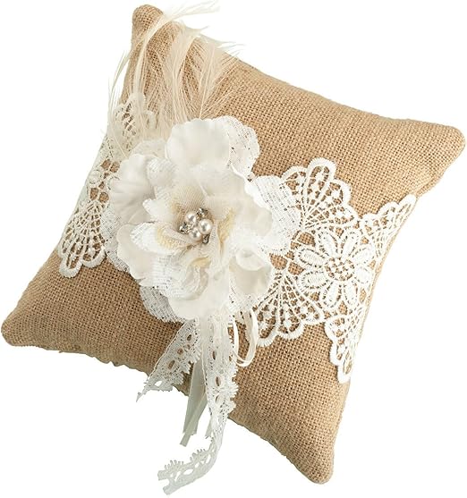 Amazon Com Lillian Rose Rustic Burlap Country Lace Wedding Ring