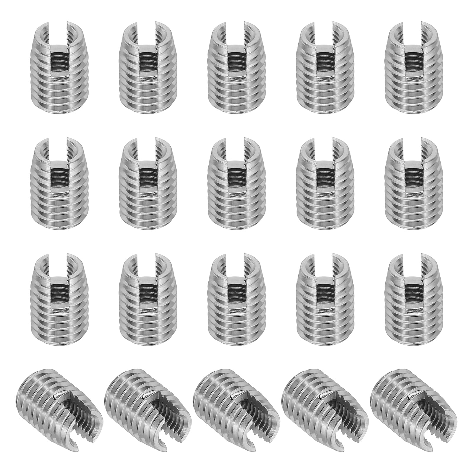 PATIKIL Self-Tapping Threaded Inserts, 20 Pcs M6 x M10 x 14mm 303 Stainless Steel Thread Adapter Reducer Slotted Screw Repair Inserts Nuts Sleeve