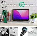 Jsdoin Hand Held Fan USB Rechargeable 5 Speeds with LED Display Green view 7