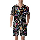 Cvrozpwy Men Pajamas Sets Shark Short Sleeve Sleepwear Button-Down PJs Sets Two-Pieces Loungewear with Pockets