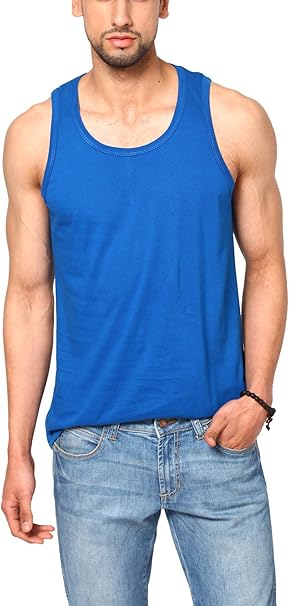 Unisopent Designs Men's Round Neck Sleeveless Cotton Sando X-Large Blue at Amazon Menâs Clothing 