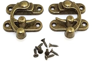 RuiLing 1 Pair Bronze Mini Swing Arm Clasp Latch Vintage Style Left Right Toggle Hasp Hook Metal Catch Curved Buckle