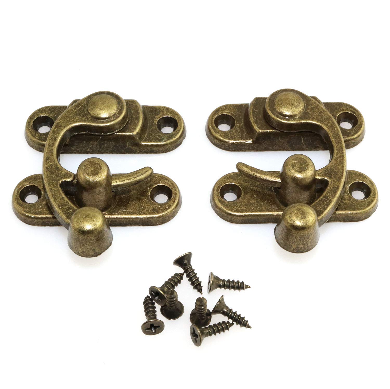 Photo 1 of RuiLing 1 Pair Bronze Mini Swing Arm Clasp Latch Vintage Style Left Right Toggle Hasp Hook Metal Catch Curved Buckle for Suitcase Jewelry Box Toolbox 42x37mm