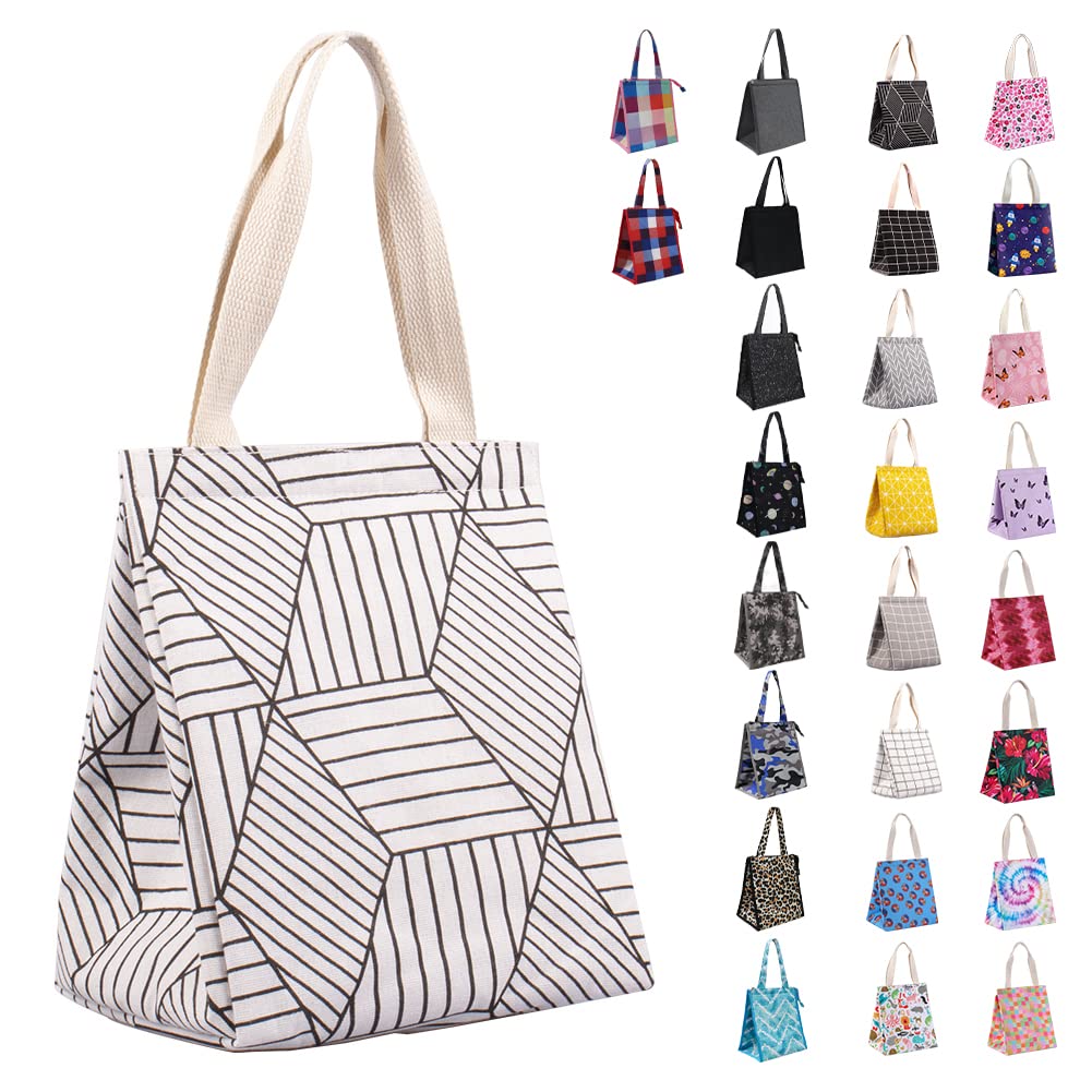 iknoe Insulated Lunch Bag for Women & Adults, 9L Foldable Wide-Open Cooler Bag with Pockets, Leakproof & Portable, for Picnic, Office, Beach(White diamond) — image 1