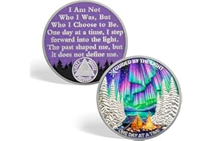 CHURYUML One Day at a Time 90 Day Sobriety Coin - Guided by The Light Sober Chip, 3 Month AA Coins Recovery Medallions Inspirational Three Month Sobriety Gifts for Women & Men Celebrating Milestones