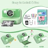 Hangrui Kids Camera Instant Print 2.4 Inch 1080P 32GB Card 3 Rolls Paper Green view 5