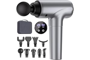 COTSOCO Massage Gun, Muscle Massage Gun Deep Tissue Back Massager for Pain Relief, 20 Speeds Handheld Electric Massager Tool with Silent Brushless Motor, Suitable for Gym Office Home Travel (Silver Grey)