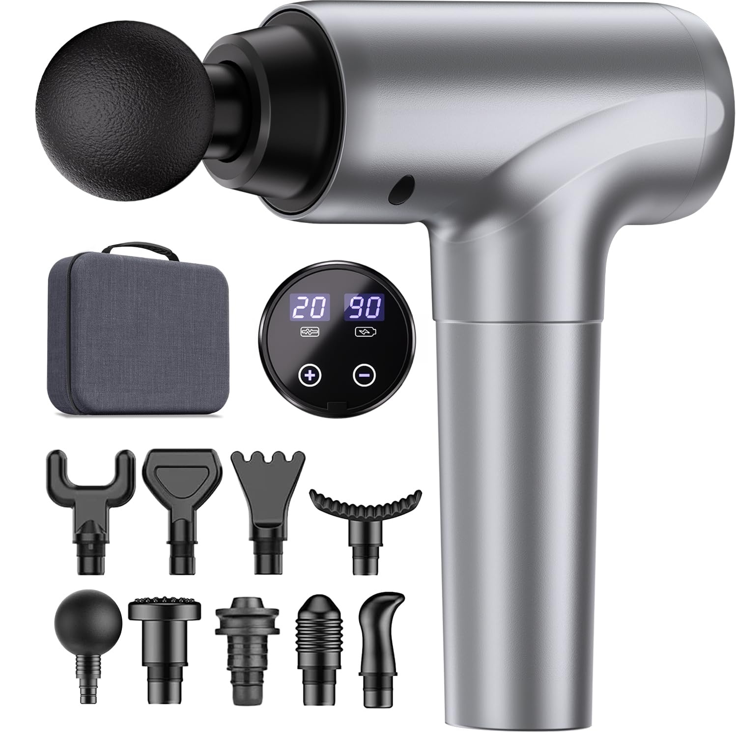 Photo 1 of (USED/FAIR) Massage , Muscle Massage Gun Deep Tissue Back Massager for Pain Relief, 20 Speeds Handheld Electric Massager Tool with Silent Brushless Motor, Suitable for Gym Office Home Travel (Silver Grey)