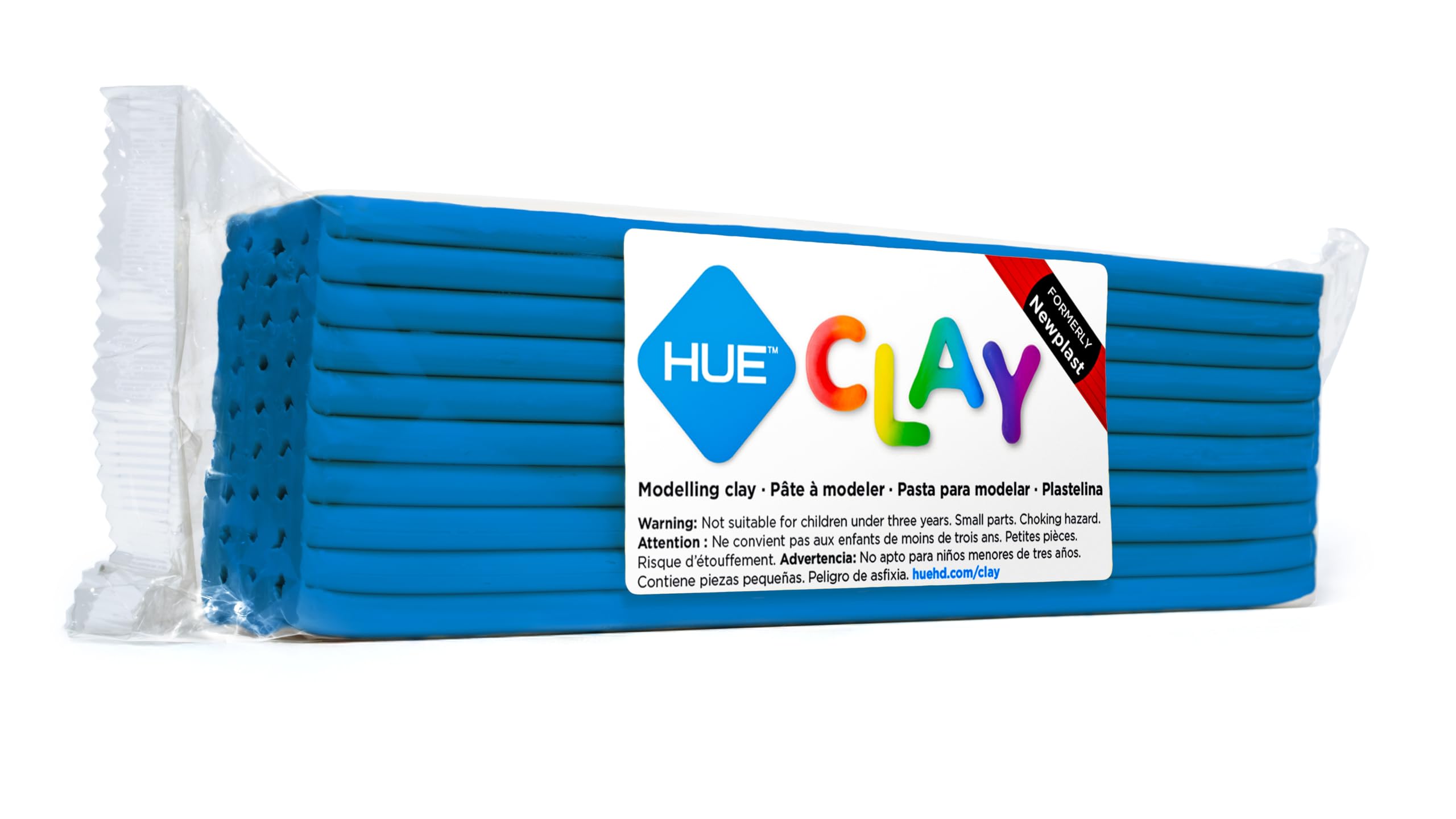 HUE Clay (Formerly Newplast) 500g, Blue - Firm, Reusable, Non-Drying, Oil-Based Modelling Material for Stop Motion Animation, Hobbyists & Sculptors. One Colour Layered Bar