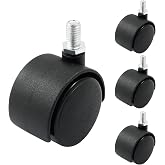 suiwotin 1.5 Inch Swivel Caster Wheels, M8 Threaded Stem, 4pcs | Black Nylon, Heavy Duty, For Furniture, Table, Cabinet, Shelf
