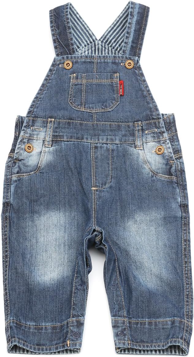 BUYIIT Baby&Little Boys/Girls Overall Washed Premium Soft Denim Dungarees Jean Jumpsuits
