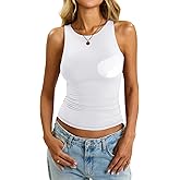 EasyGala Womens Padded Tank Tops Built in Bra Double Lined High Neck Shirts Basic Slim Fitted Summer Going Out Top