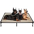 Veehoo Chew Proof Elevated Dog Bed - Cooling Raised Pet Cot- Rustless Aluminum Frame and Durable Textilene Mesh, Unique Designed No-Slip Feet for Indoor or Outdoor Use, Beige Coffee, XX Large