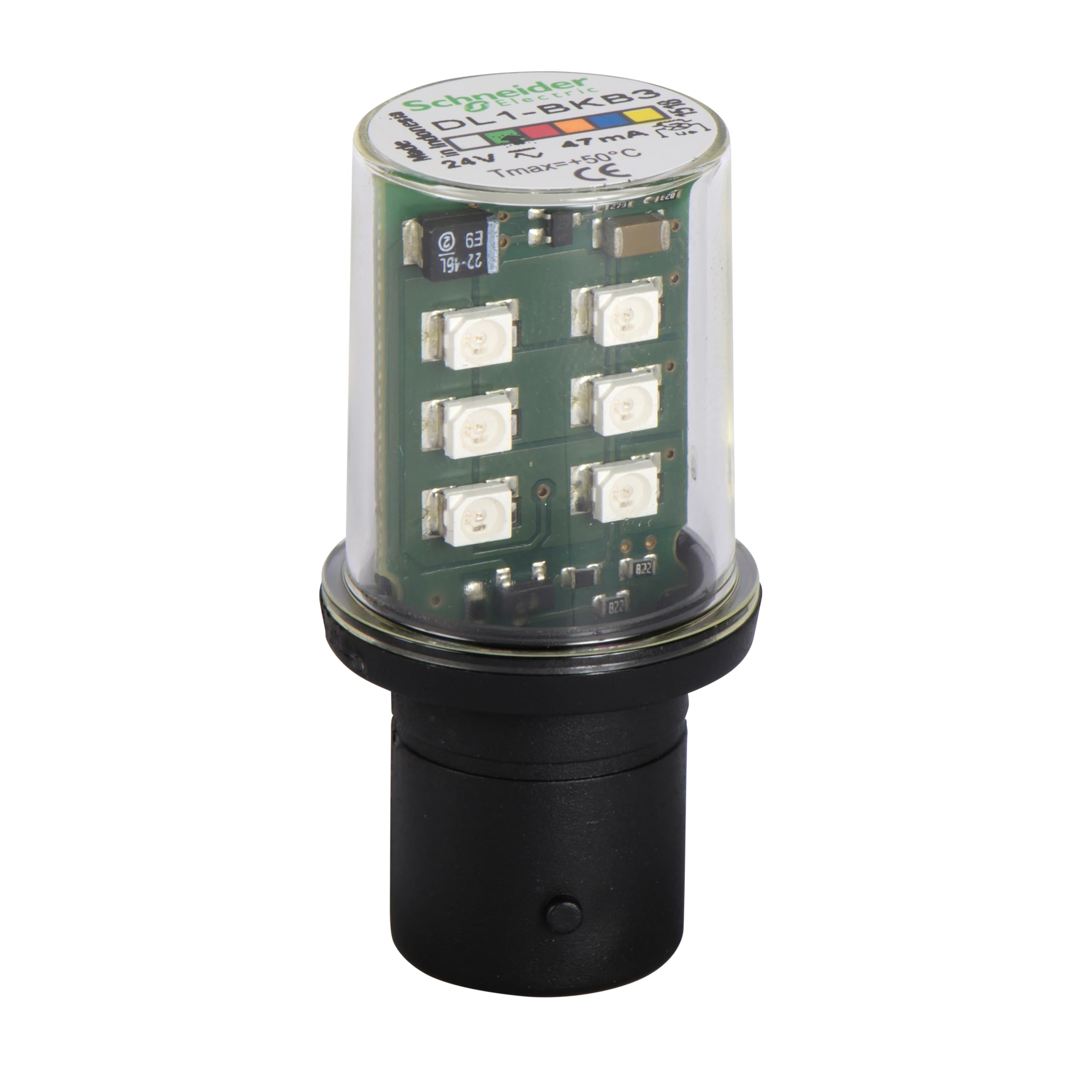 Schneider Electric DL1BKB3 Flashing LED Lamp 24V Green, Flashing Led, 24 Vac/Vdc Green