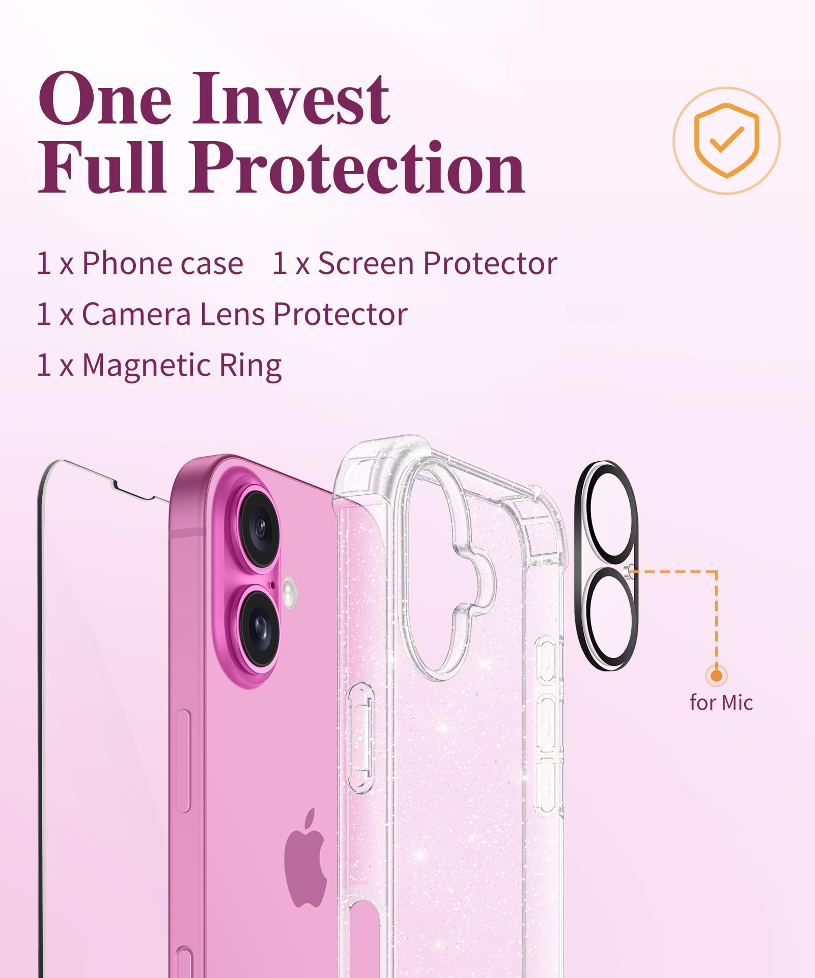 GVIEWIN for iPhone 16 Case, with Screen Protector