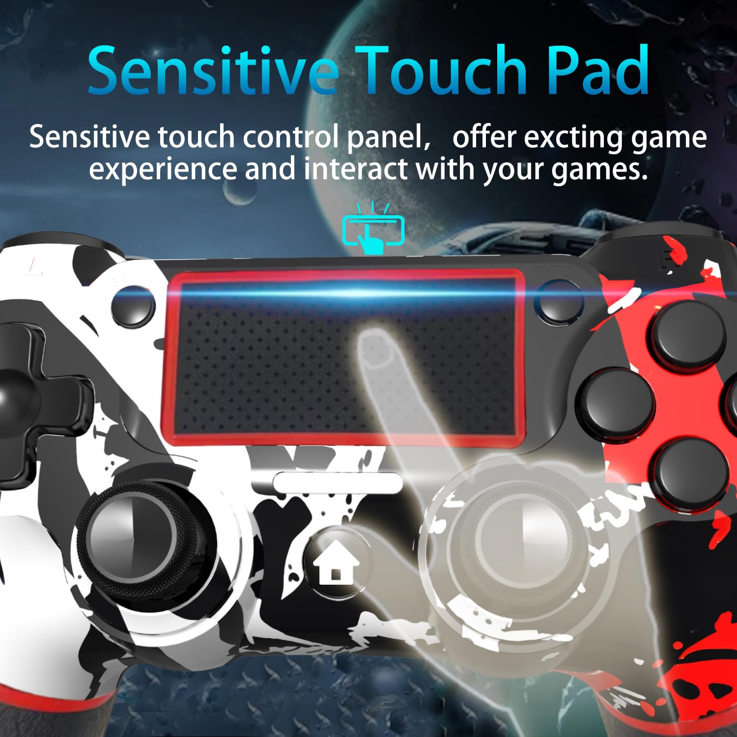 SZYUYU Wireless Controller for Ps4 Romote Compatible with Ps4/Slim/Pro/Windows PC, Controller for Ps4 with 3.5mm Audio Jack, Touch Pad,Six Axis Motion Control, Charging Cable (Flame White)