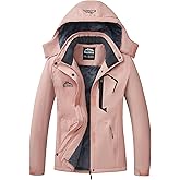 ELLSWOS Womens Winter Coats Waterproof Ski Jacket Warm Snow Jackets Windproof Windbreaker Hooded Raincoat