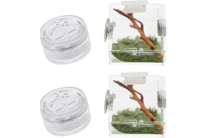 Mipcase 2pcs Jumping Spider Enclosure, Acrylic Spider Terrarium Transparent Jumping Spider Habitat for Jumping Spider Accessories