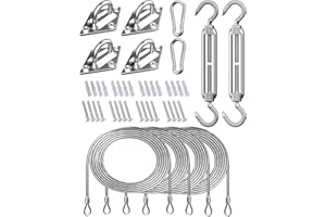 KOOL KOI SHADE Stainless Steel 6 Inch Hardware Kit + 4 PCs of Cable Rope for Square Rectangle Sun Shade Sail Outdoor Pergolar Canopy