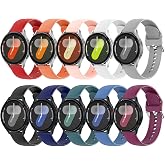 10 Pack Bands Compatible with Samsung Galaxy Watch 7/6/5/4 40mm 44mm/ Watch 4 6 Classic/Watch 5 Pro, Active 2 Band, 20mm Soft Silicone Sport Strap Wristbands for Women Men