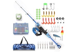 Doorslay Kids Fishing Rod and Reel Combo Full Kit 1.2m/1.5m Telescopic Casting Rod Pole with Spincast Reel and Hooks Lures Sw