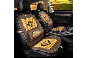 LKXHARLEYA Wood Beaded Comfort Seat Cover with Cooling Ventilated Mesh Lumbar Back Brace Massage Support Cushion for Car Seat Chair