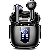 Haqquio Wireless Earbuds, Bluetooth Headphones with Deep Bass Stereo, 48H Playback Ear Buds with LED Power Display, Lightweight, IPX7, in-Ear Earphones with Mic for iPhone/Android/iPad, Black