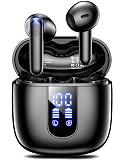 Haqquio Wireless Earbuds, Bluetooth Headphones with Deep Bass Stereo, 48H Playback Ear Buds with LED Power Display, Lightweight, IPX7, in-Ear Earphones with Mic for iPhone/Android/iPad, Black
