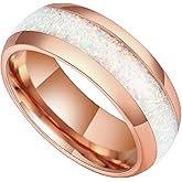 Reseldda 8mm Tungsten Rings for Men Women Black/Rose Gold Plated Tungsten Carbide Wedding Bands with Opal/Ruby/Emerald/Amethyst/Citrine/Pink Sapphire Birthstone Promise Rings Dome Polished Size 7-14