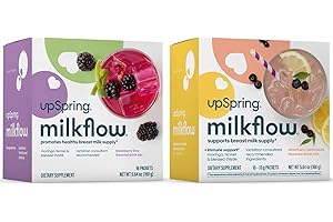 UpSpring Milkflow Breastfeeding Supplement Drink Mixes, No Fenugreek, Moringa | BlackBerry Lime & Elderberry Lemonade Flavors | Lactation Support Drinks to Boost Milk Supply | 2 Pack