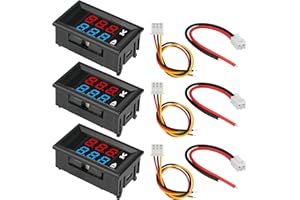 MTDELE 3Pcs Ammeter Voltage Meter Digital DC 0-100V 10A 0.28" LED Display Red Blue Dual with Connect Wires Compatible with for Electronic Circuit Experiments EV Cars Boats ect