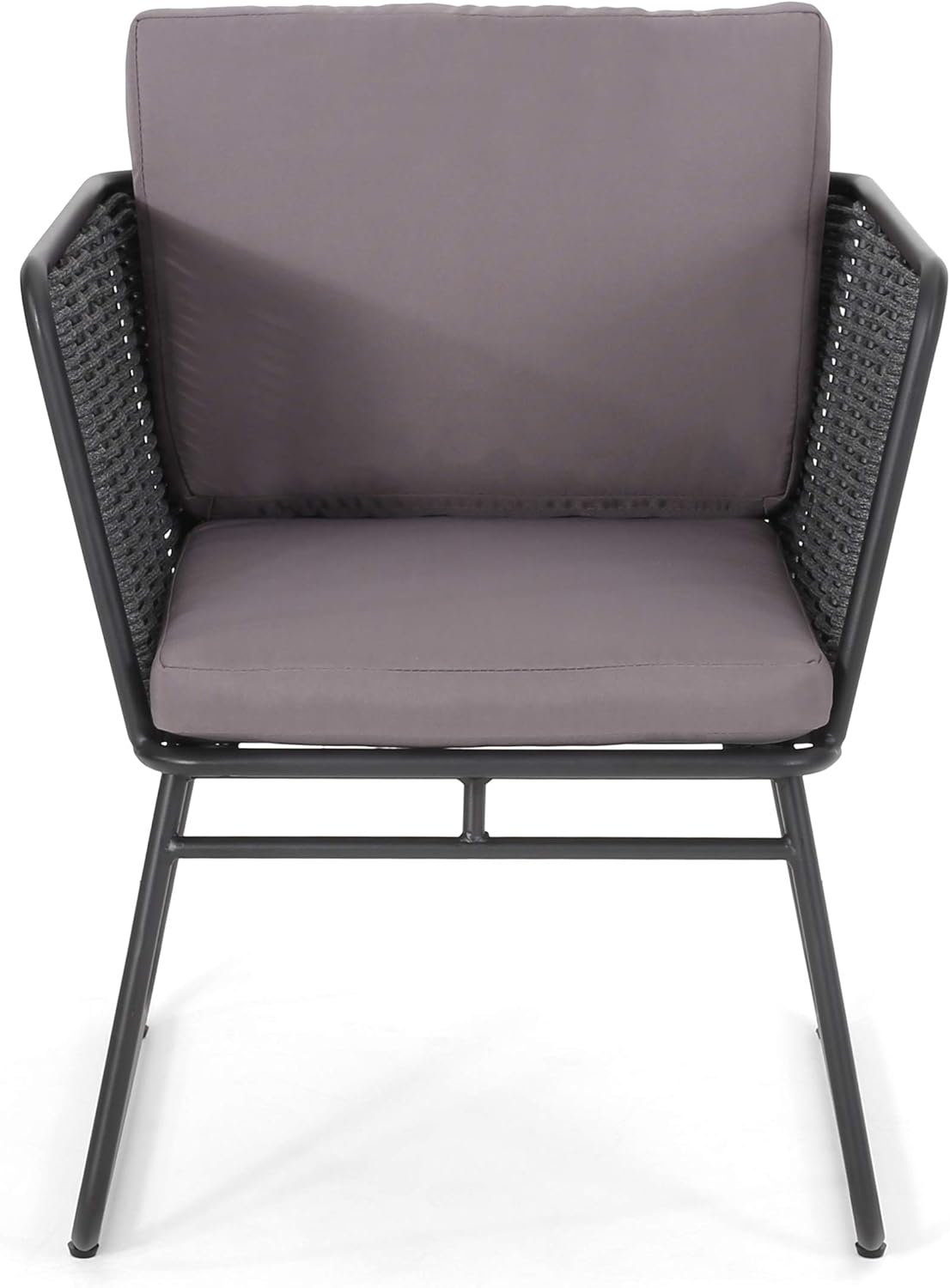 amazon outdoor chairs on Amazon Com Sibyl Modern Outdoor Rope Weave Club Chair With Cushions Set Of 2 Dark Gray Gray And Black Kitchen Dining