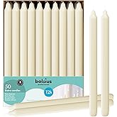 BOLSIUS Ivory Candlesticks Bulk Pack 50 Count - Unscented Dripless 11.5 Inch Household & Dinner Candle Set - 12+ Hours - Prem