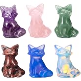 6 Pcs Crystal Fox Figurines, Mini Crystal Animal Statues for Desk Decor | 6 Fox Figurines, Mini Crystal Animals, Colorful Sto
