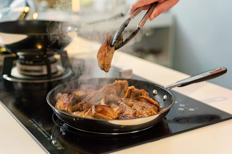 3-teiliges Pfannenset mit Wok, Keramik-Edelstahl-Set mit 24,0-cm- und 28,0-cm-Bratpfanne und 28,0-cm-Wok, Induktion, Spülmaschinenfest