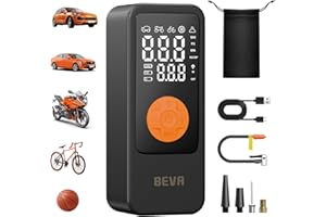 BEVA Tire Inflator Portable Air Compressor, 4X Faster Inflation Air Pump with Digital Pressure Gauge, 150PSI Cordless Tire Inflator with LED Light for Car, Electric Bikes, Motorcycle, Bike, Ball