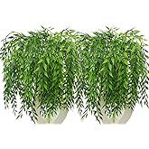 Artificial Weeping Willow, Plastic Plants Greenery Leaves Fake Hanging Vine Faux Ivy Garland UV Resistant for Home Indoor Outdoor Garden Door Wall Baskets Wedding Party Table Decor Decoration - 8 Pcs