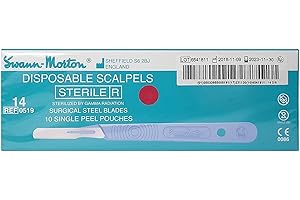 SWANN-MORTON Swann Morton #14 Disposable Surgical Scalpel with Blade - Sterile Dermaplane Blade for Face, Dermaplaning for Women & Men, Beauty Tools for Estheticians - Individually Packed, Box of 10