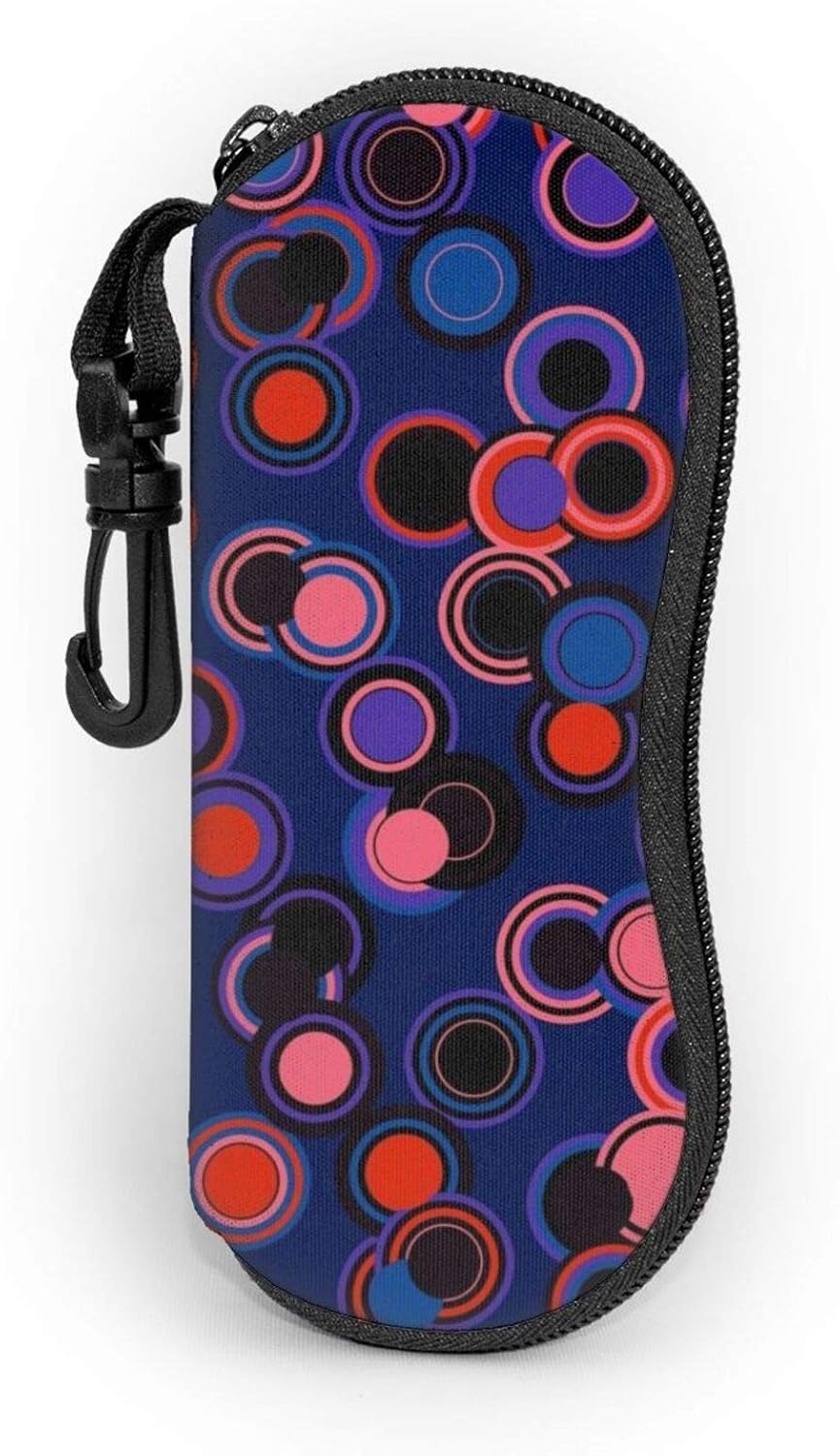 AOOEDM Circles Dot Sunglasses Soft Case, Zipper Eyeglass Case with Belt