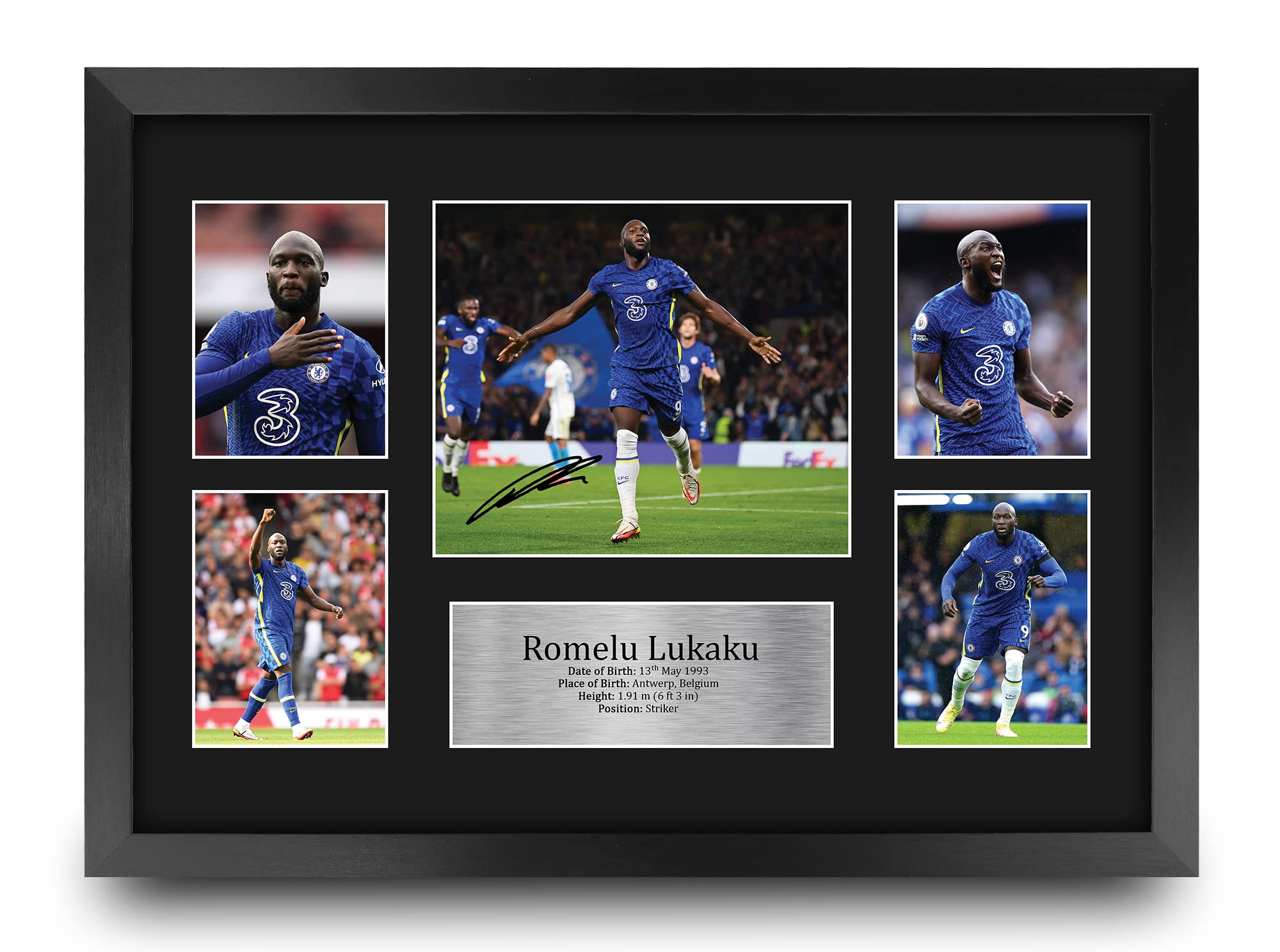 HWC Trading FR A3 Romelu Lukaku Chelsea Gifts Printed Signed Autograph Picture for Football Fans and Supporters - A3 Framed