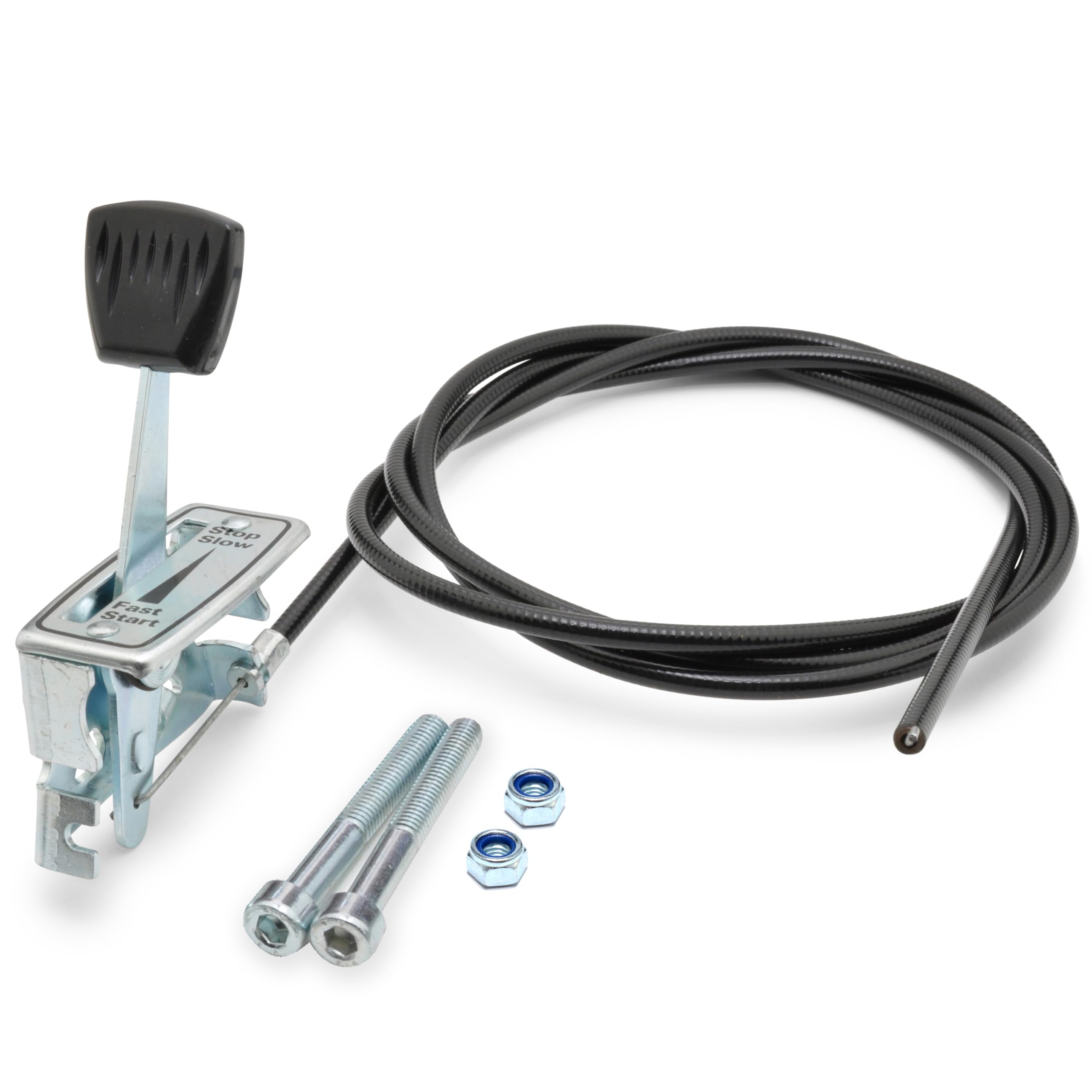 Easyboost Universal Throttle Lever with Cable and Rigid Cable for Lawn mowers and Rotary cultivators, to be Screwed on with Z-Shaped end Piece