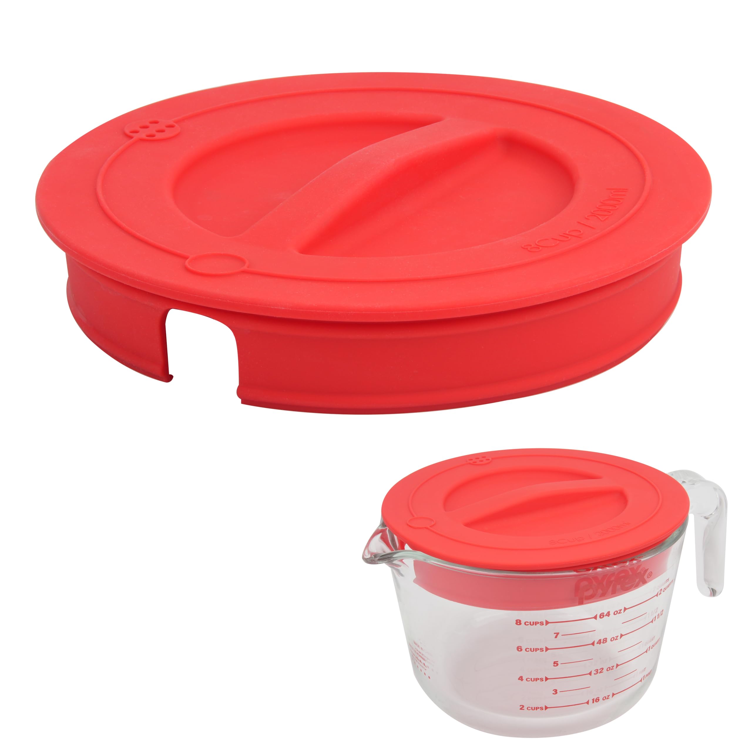 Photo 1 of 1 Pack Silicone Replacement Lids, Only Fit For Pyrex 8-Cup Tempered Glass Liquid Measuring Cups, Reusable & Food-Grade Silicone, Dishwasher & Microwave Safe (Cups not Included)